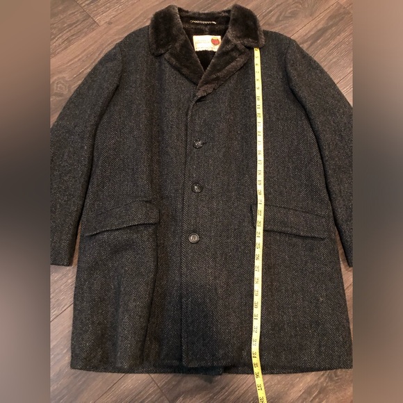 Vintage Zero King Pure Virgin Wool Tweed Coat Faux Fur Lining Women’s Large - Picture 5 of 10